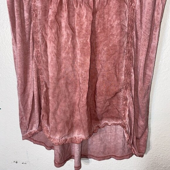 Knox Rose Womens Dusty Pink Short Sleeve Embroidered Top Size XS V-Neck Flowy - Picture 3 of 5